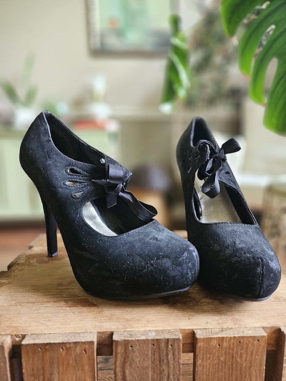 Madeline Black Suede Platform Pumps